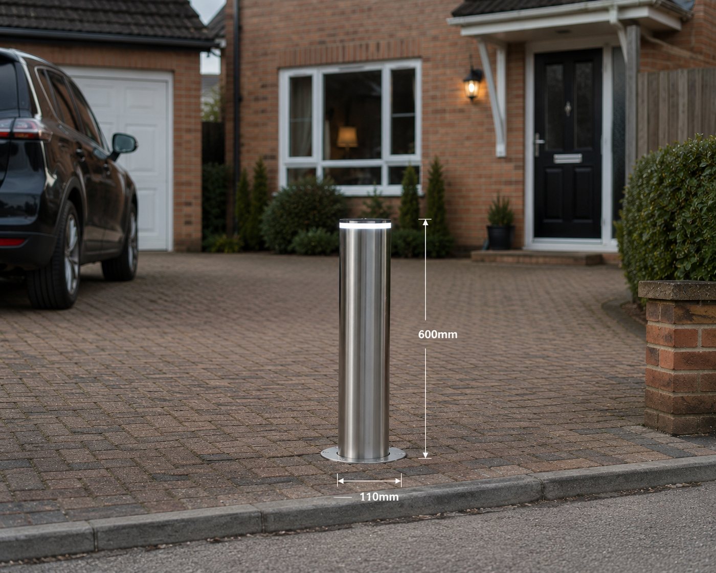 A bollard in situ with dimensions